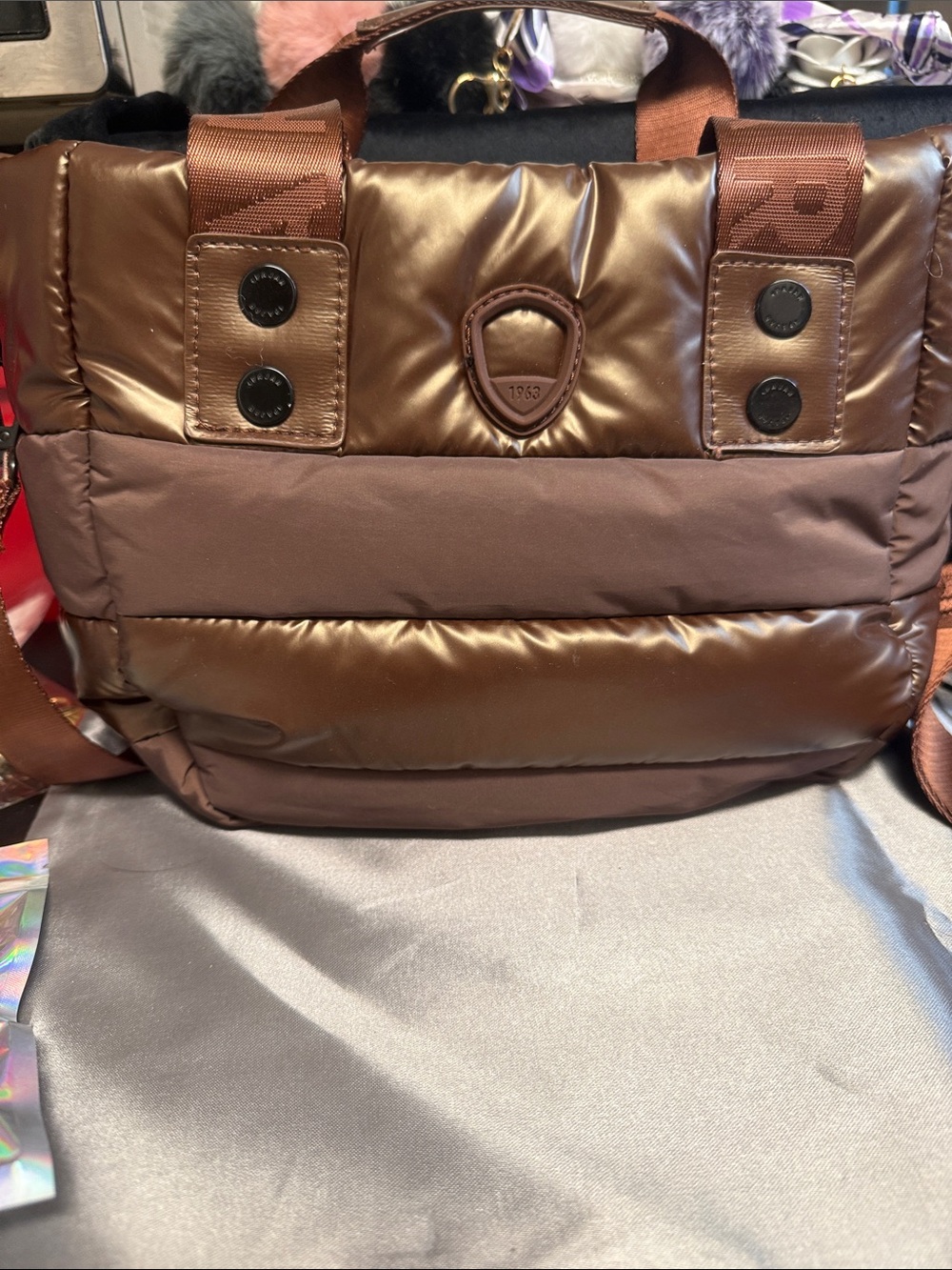 Pajar Canada Quilted Puffer Tote in Brown